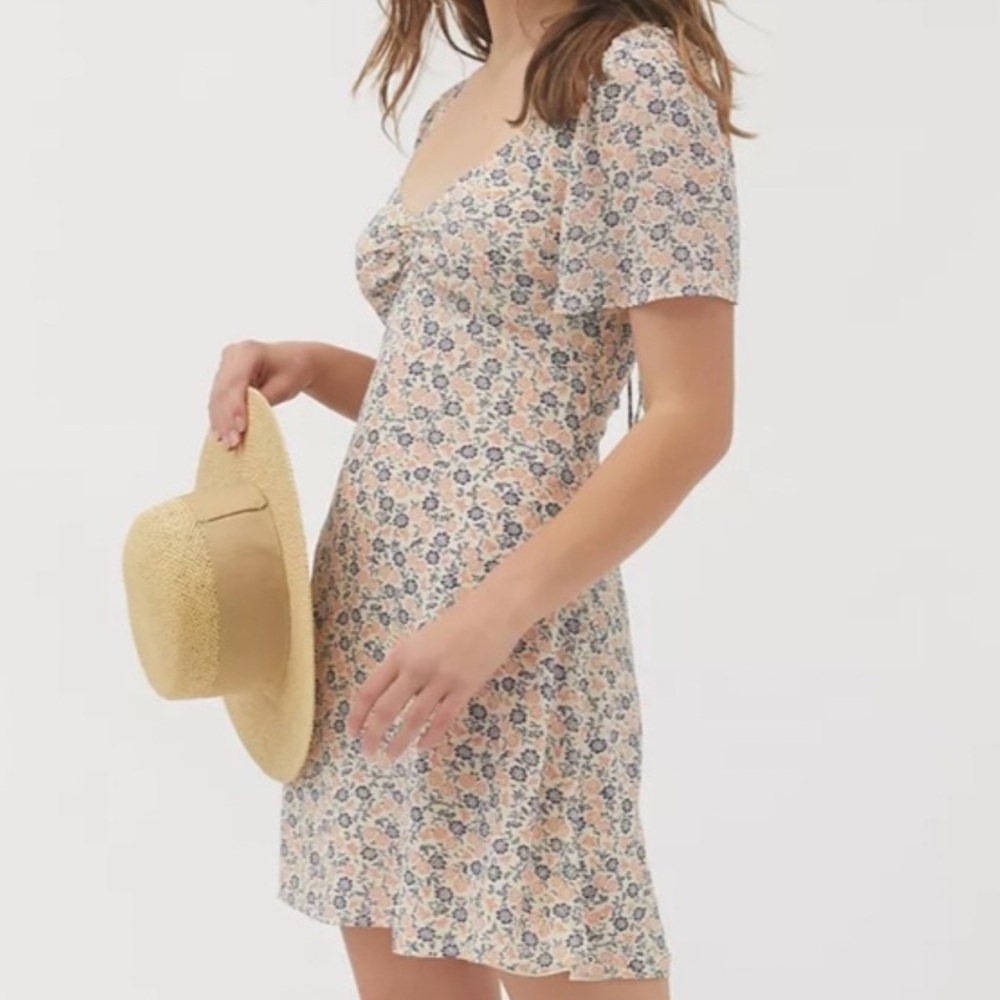 UO Spring Shower Chiffon Tie-Back Mini Dress